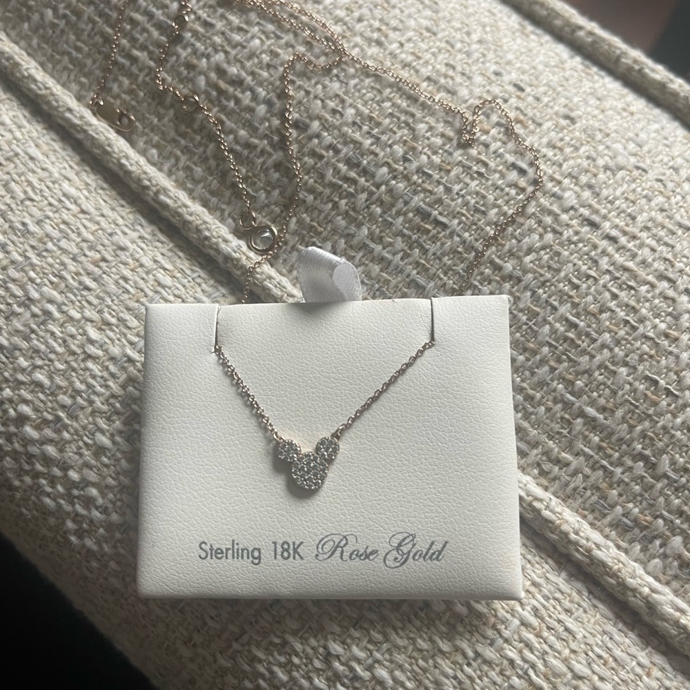 Mickey Mouse Necklace by CRISLU - Sterling 18K Rose Gold